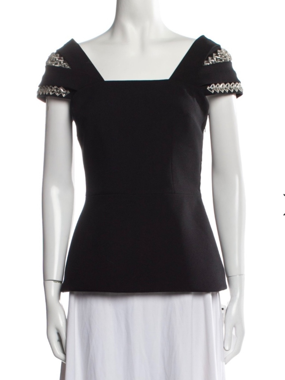 Dramatic Safiyaa Crystal Embellished Black Top Size 6